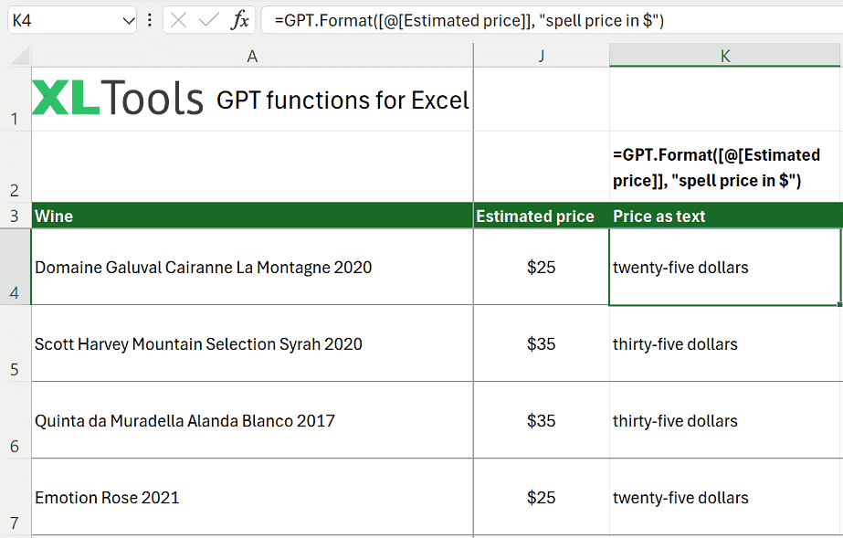 Как использовать функцию GPT.Format в Excel: формула и результаты