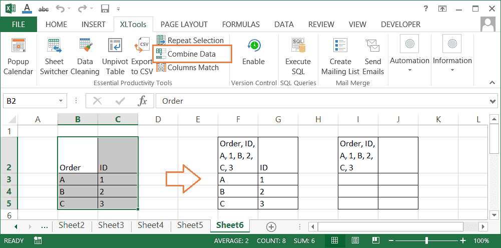 How to combine data into a single cell