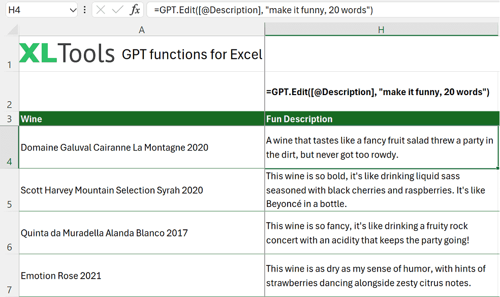 Как использовать функцию GPT.Edit в Excel: формула и примеры