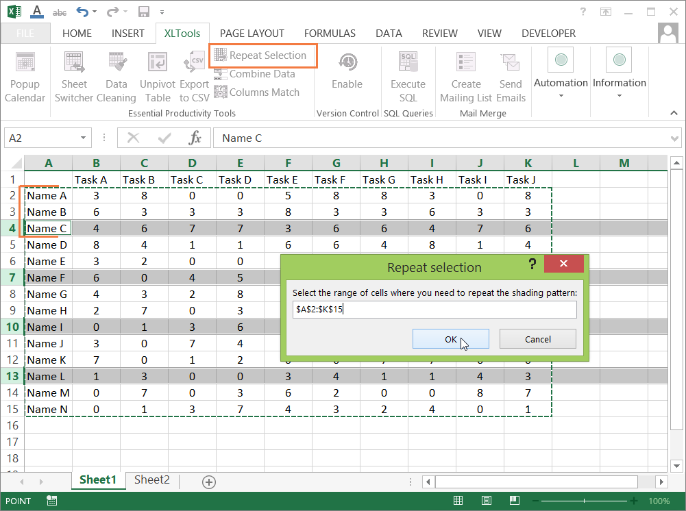 How to select every other row in Excel