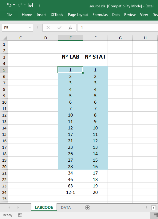 extract table before
